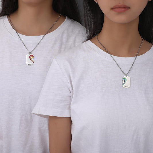 Creative stainless steel six-color rainbow letter couple necklace love titanium steel trend personality punk jewelry