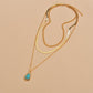 Vintage Resin Water Drop Pendant Necklace Fashion Multilayer Snake Chain Necklace Women Accessories