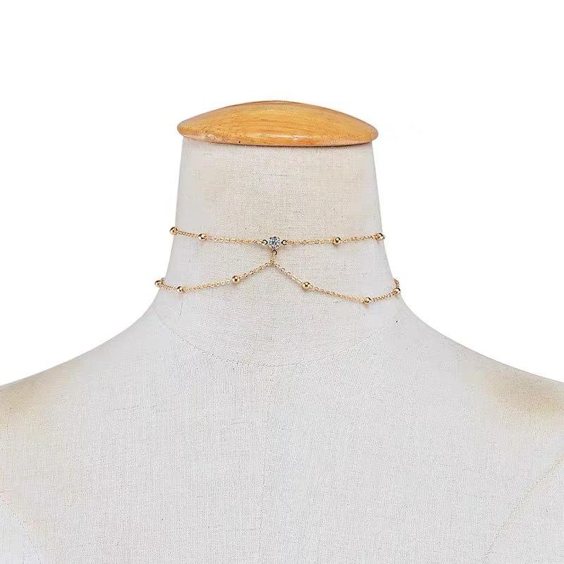 Fashion flash diamond bikini body chain sexy interesting chest chain jewelry female seaside vacation photo clothes accessories