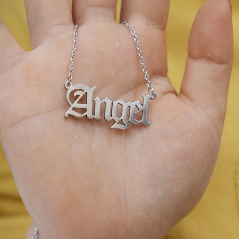 Stainless Steel Angel Necklace Net Red Same Style Angel Letter Pendant Girls Jewelry