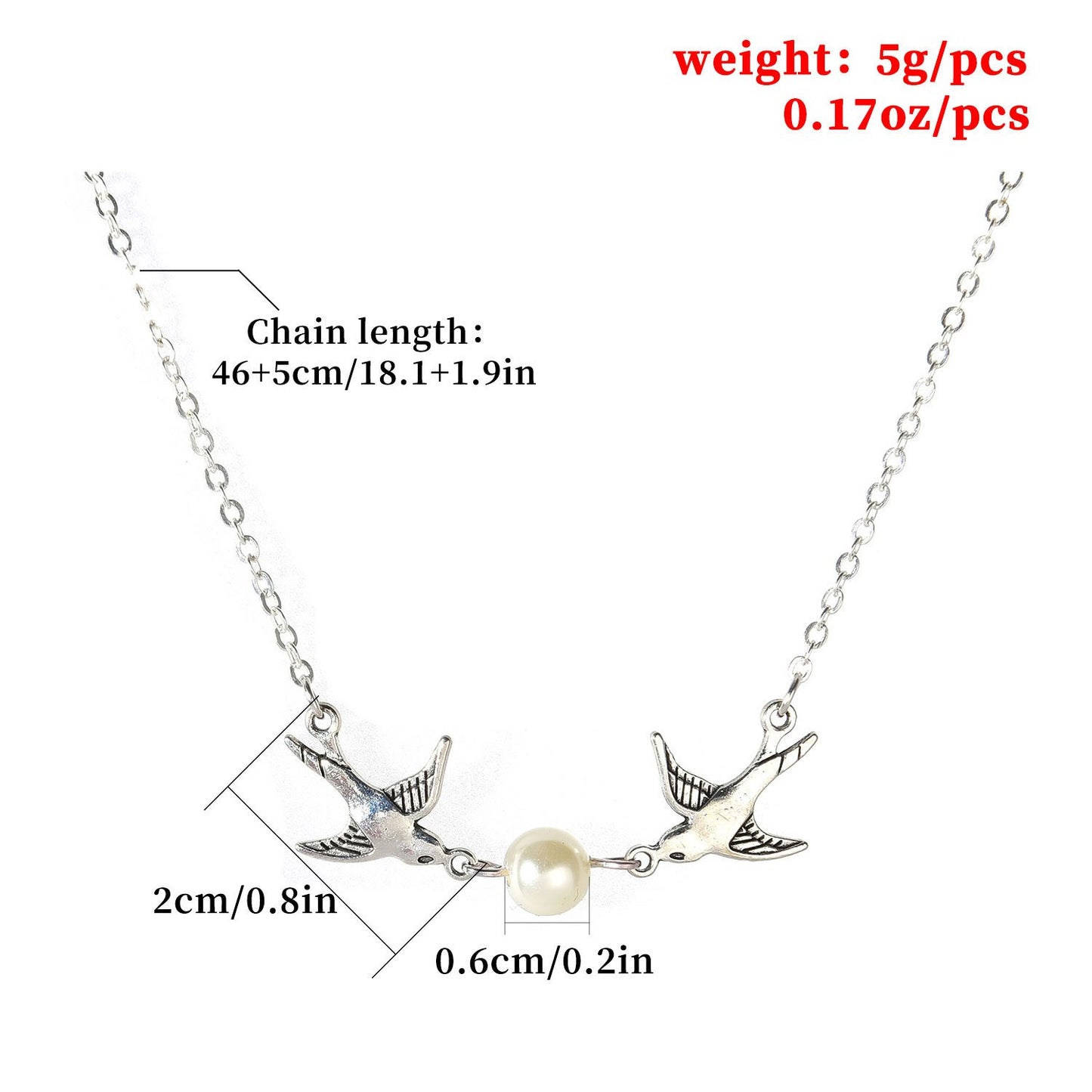 Jewelry Fashion Pearl Lovebird Pendant Necklace Madam Elegant and Elegant Flying Pigeon Necklace