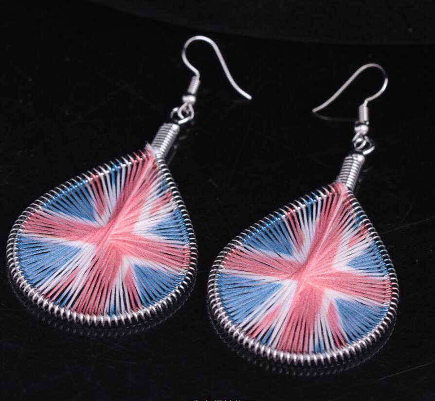 Fashion and popular silk thread earrings handmade oval exaggerated earrings jewelry