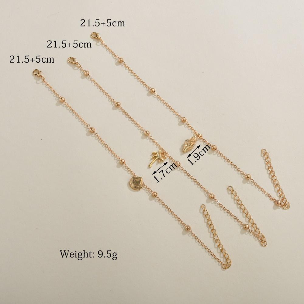 Bohemian Alloy Shell Coconut Conch Pendant Anklet Multilayer Anklet Jewelry