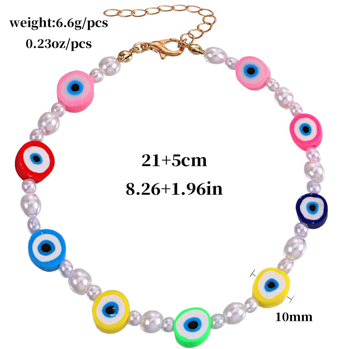 Jewelry popular pearl anklet female trend soft pottery eyes smiling face rice bead foot decoration set