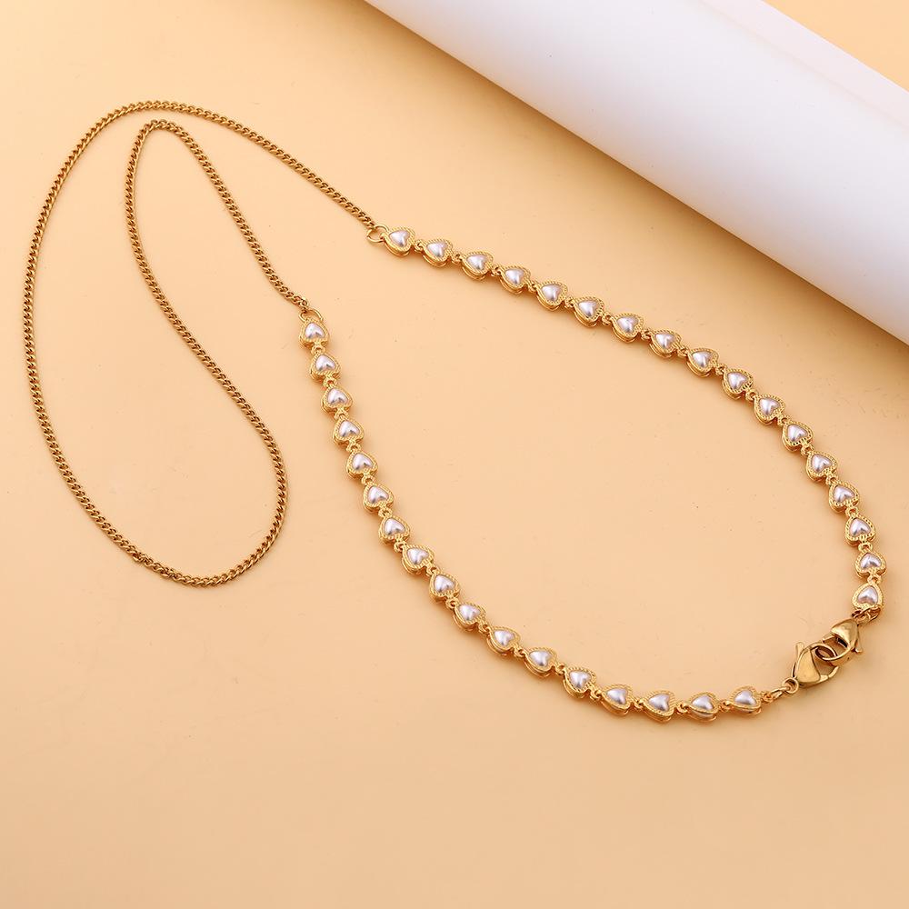 Mask anti-lost hanging chain fashion retro love pearl multi-purpose sweater chain mask glasses chain