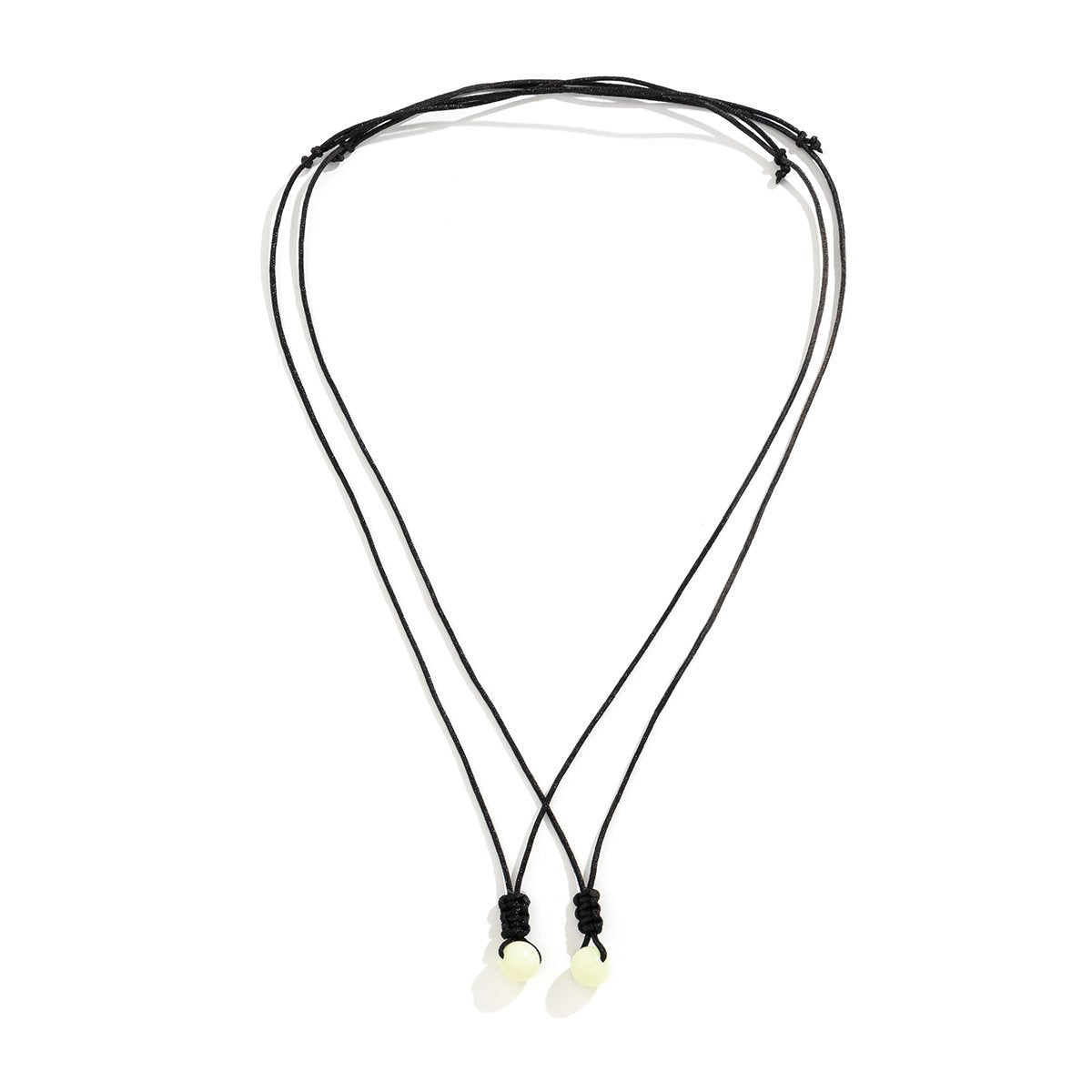 Jewelry Simple Double Layer Luminous Stone Pendant Necklace Women's Versatile Jade Line Adjustable Geometric Necklace