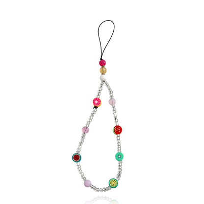 Jewelry ins trendy color fruit element mobile phone lanyard mobile phone beaded chain hand-woven pendant