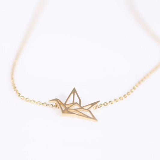 Simple fashion personality thousand paper crane alloy jewelry pendant necklace