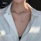 Hip-hop double D titanium steel letter tassel necklace trendy street ins cold pig nose clavicle chain does not fade