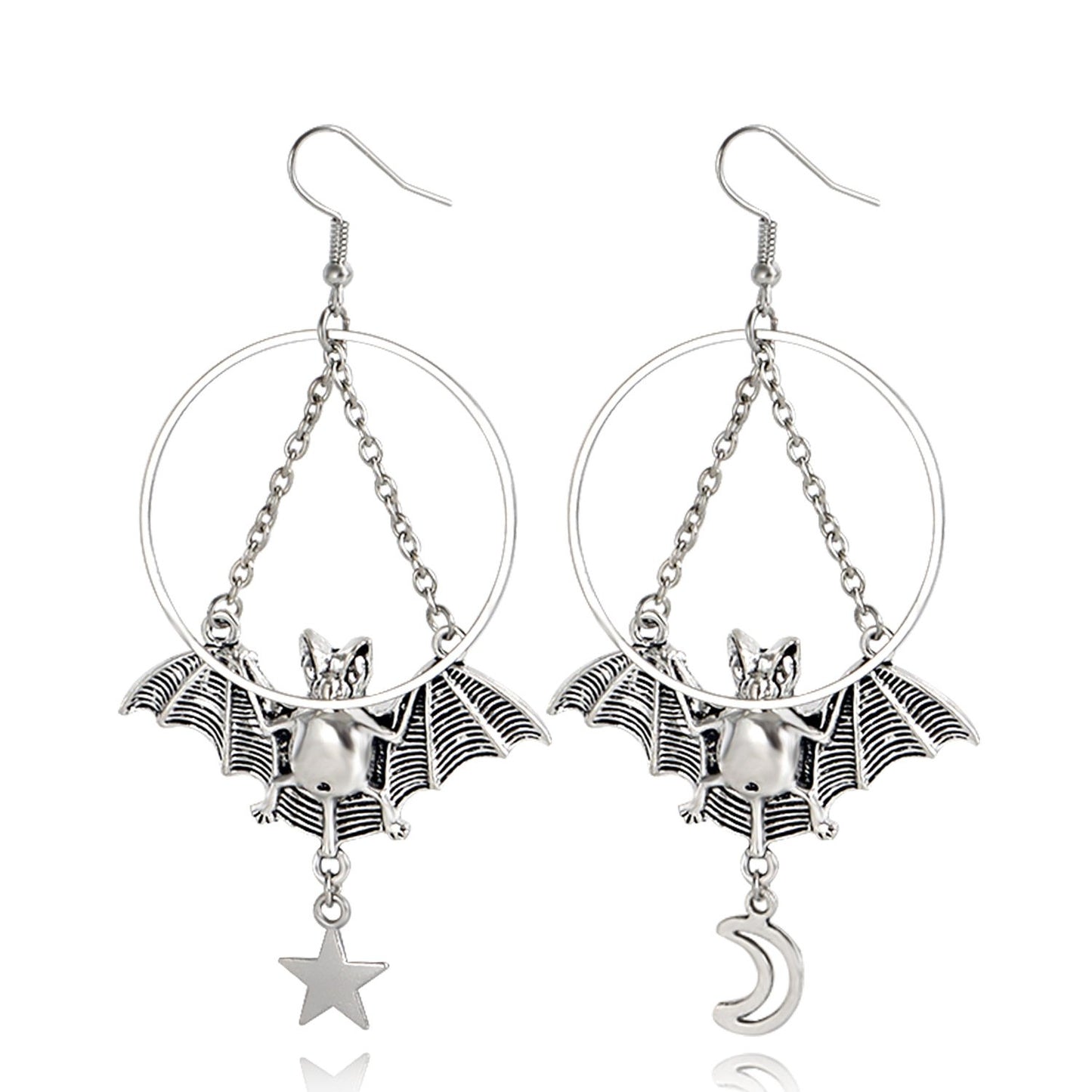 Jewelry ins geometric large ring Batman pendant earrings ear hook female earrings high-end niche