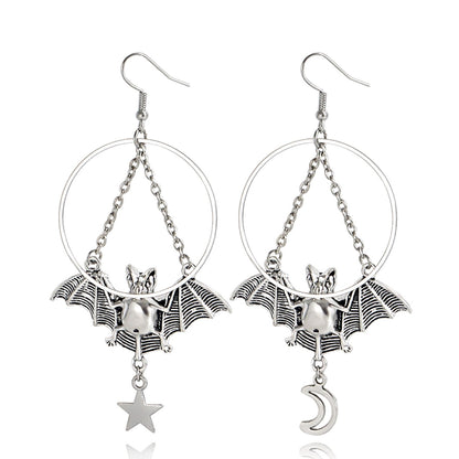 Jewelry ins geometric large ring Batman pendant earrings ear hook female earrings high-end niche