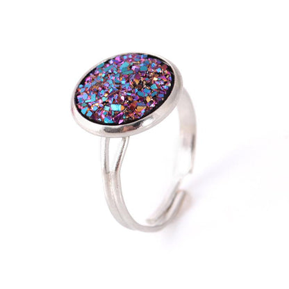 Fashion personality crystal cluster ring simple creative open ring jewelry