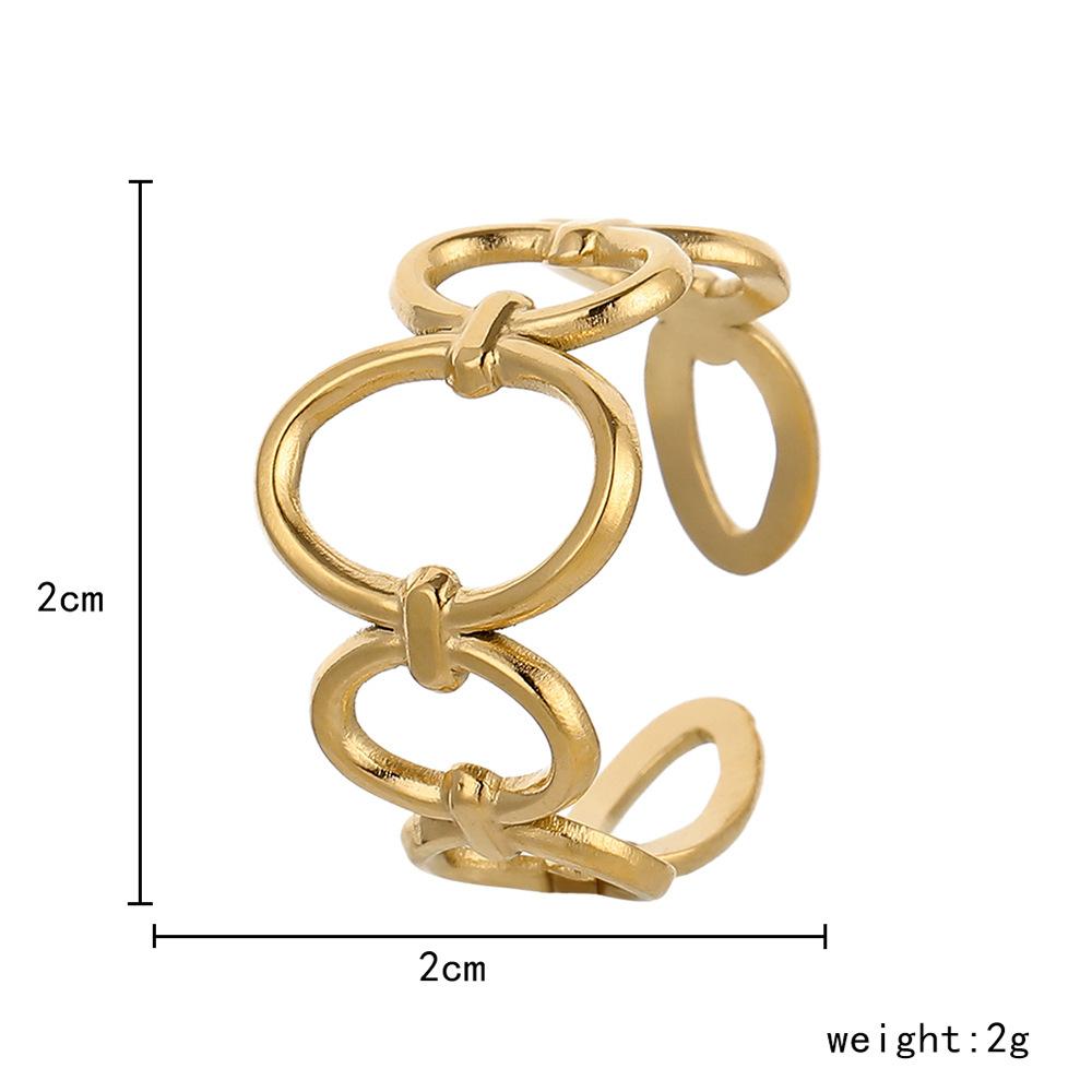 Personality Fashion Titanium Steel Hollow Geometry Ellipse Mosaic Ring Trend Creative Simple Stainless Steel Ring Female