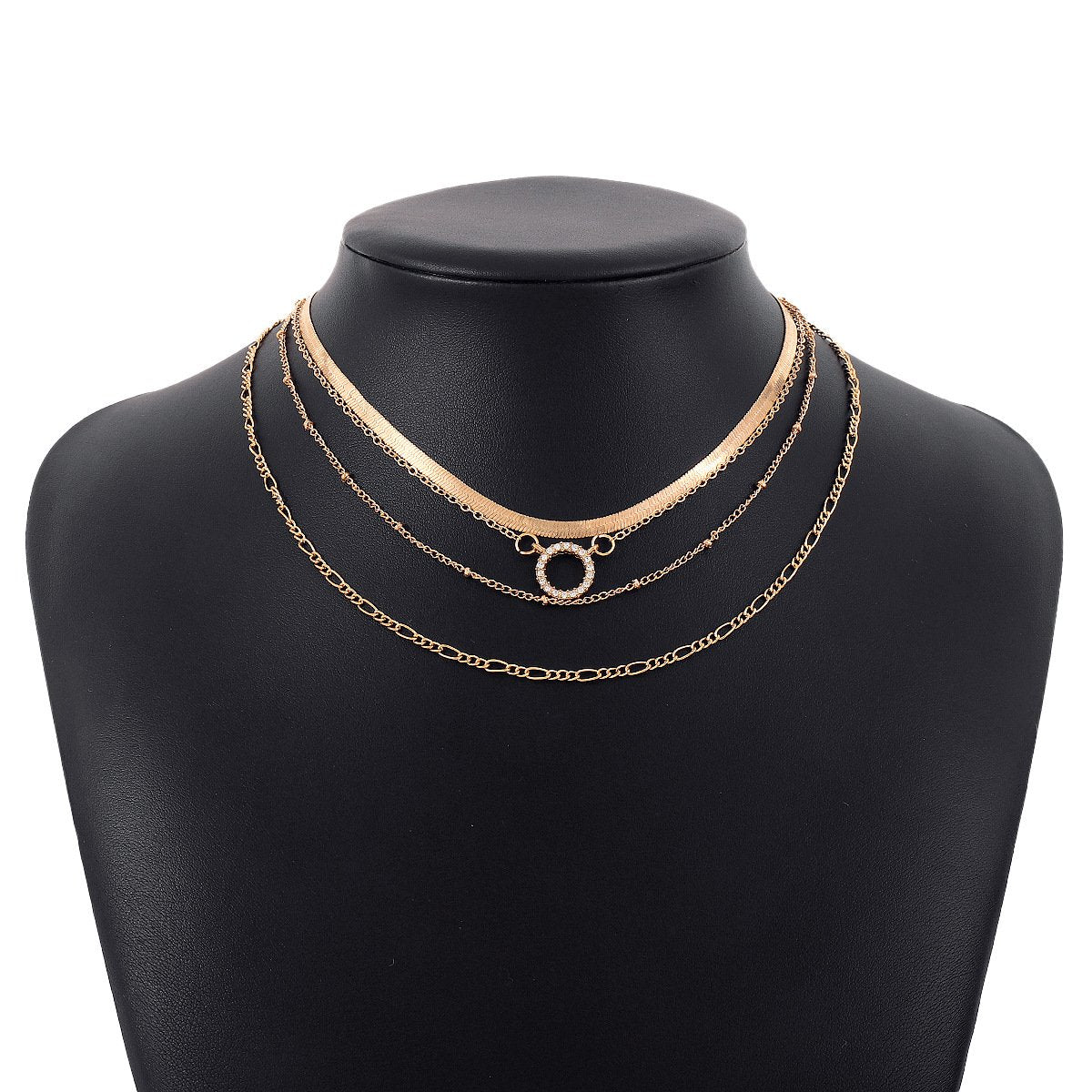 N1343 Retro multi-layer snake bone necklace circle micro-inlaid exaggerated hip-hop necklace niche simple necklace