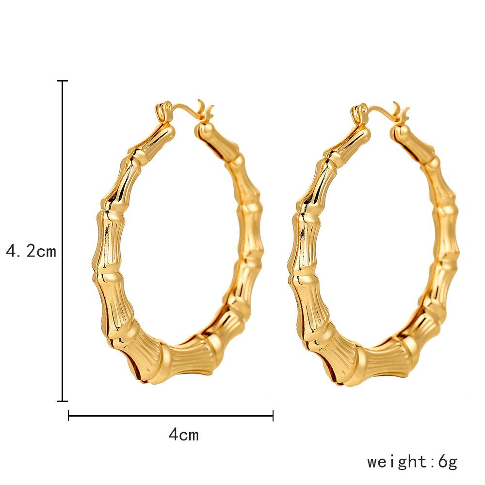 Metal bamboo big earrings ins natural texture high-end earrings trendy earrings