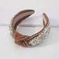 F3654 Jewelry fashion velvet knotted headband with diamonds and imitation pearl wide-brimmed French temperament headband