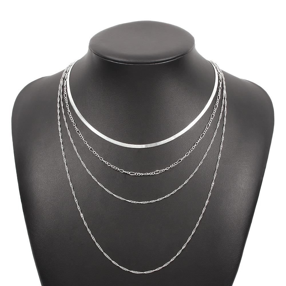 N9689 Jewelry Female Exaggerated Thin Chain Multi-Layered Necklace Simple Snake Bone Chain Retro Necklace