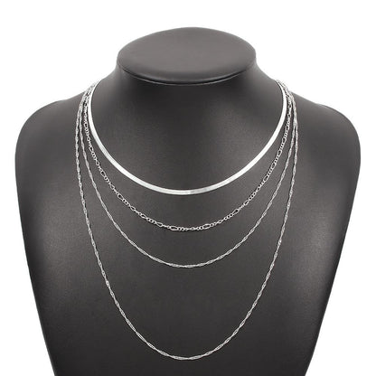 N9689 Jewelry Female Exaggerated Thin Chain Multi-Layered Necklace Simple Snake Bone Chain Retro Necklace