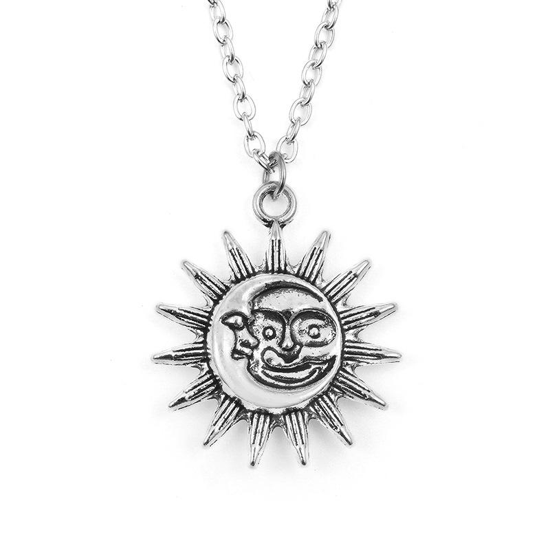 Retro Trend Gold Sun Pendant Personality Creative Sun Moon Fit Necklace