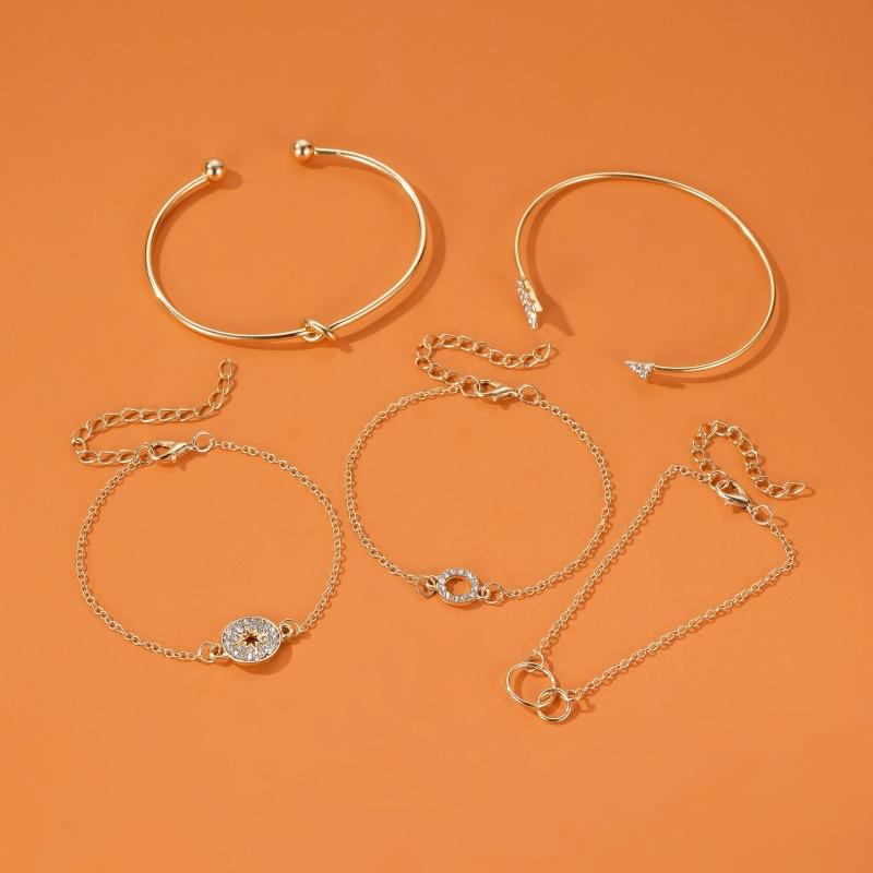 5-piece bracelet fashion arrow set bracelet female personality trend star circle diamond bracelet