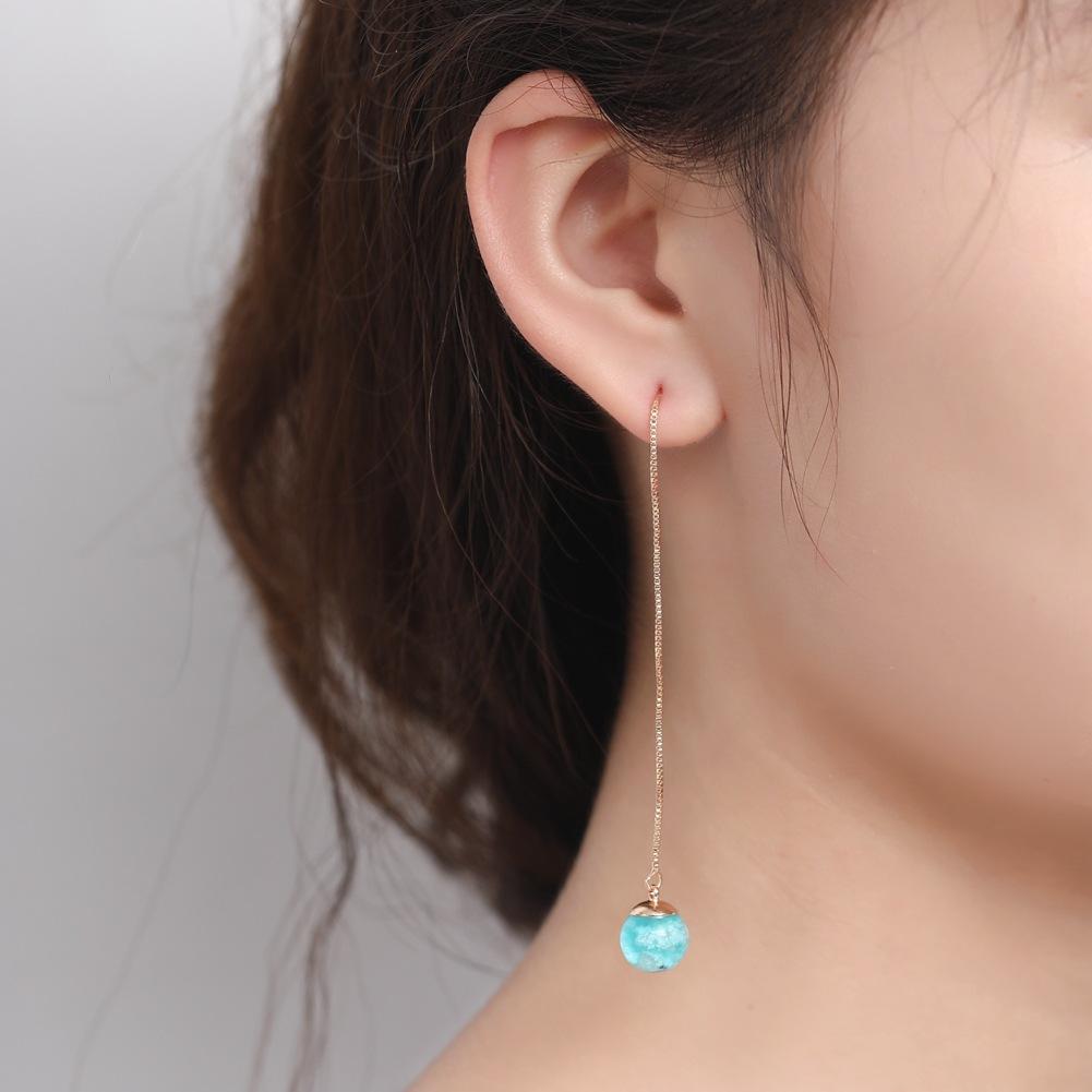 ETSY Blue Sky White Cloud Transparent Sky Resin Geometric Spherical Pendant Earwire Earrings Female Ear Jewelry