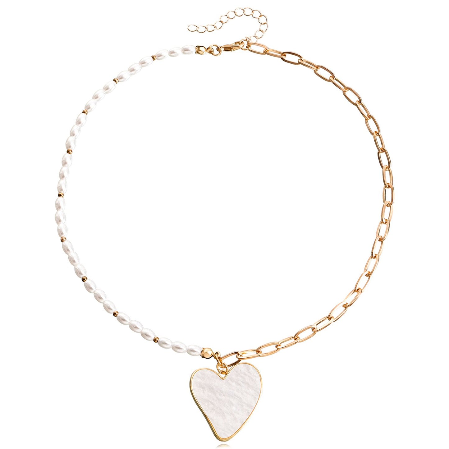 Jewelry Heart Imitation Pearl Necklace Niche Design Light Luxury Clavicle Chain Women's Fashion Commuting Necklace