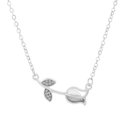 Ins tulip necklace fashion temperament niche design diamond flower pendant clavicle chain girlfriend gift