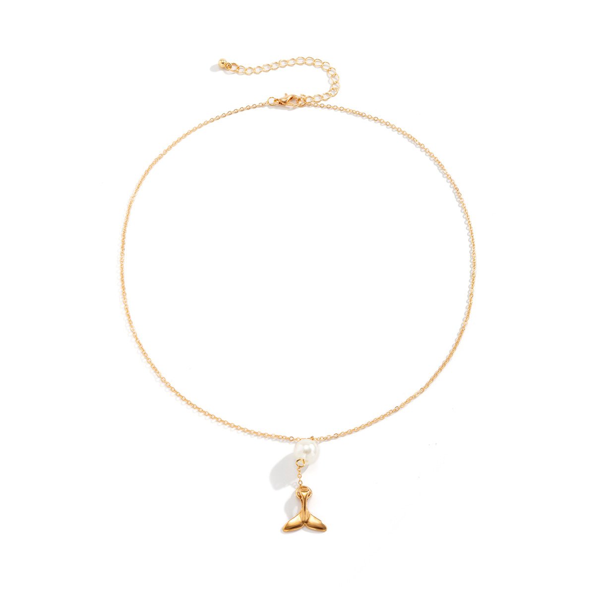 Jewelry simple and cold pearl fishtail necklace female niche all-match thin chain collarbone necklace