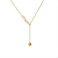Frosty ins design tassel necklace stitching and pulling small gold ball titanium steel gold-plated clavicle chain