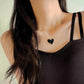 Year black big love necklace light luxury temperament clavicle chain titanium steel non-fading jewelry female