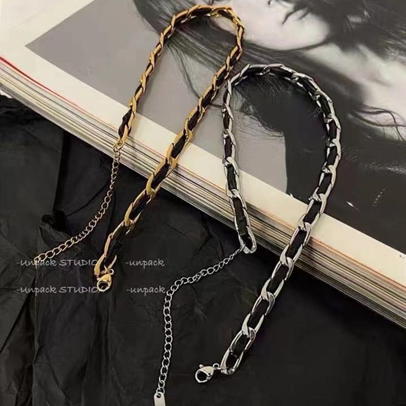 Hand-woven French retro necklace women's fashion fashion 18K titanium steel belt decorative chain skirt belt tide