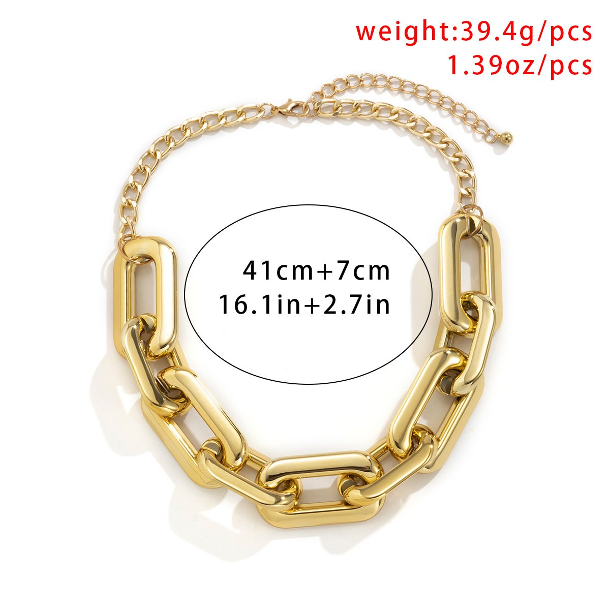 Jewelry Punk Metal Buckle Chain Necklace Hip Hop Trend Geometric Single Layer Clavicle Necklace Women