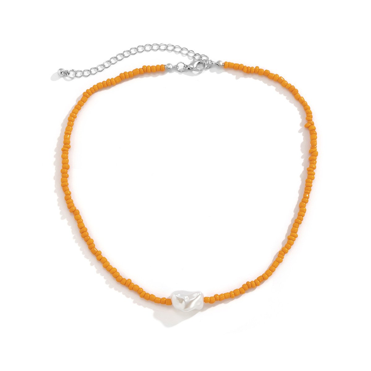 Jewelry Personality Shaped Imitation Pearl Beaded Necklace Simple Irregular Rice Holiday Bead Necklace Female