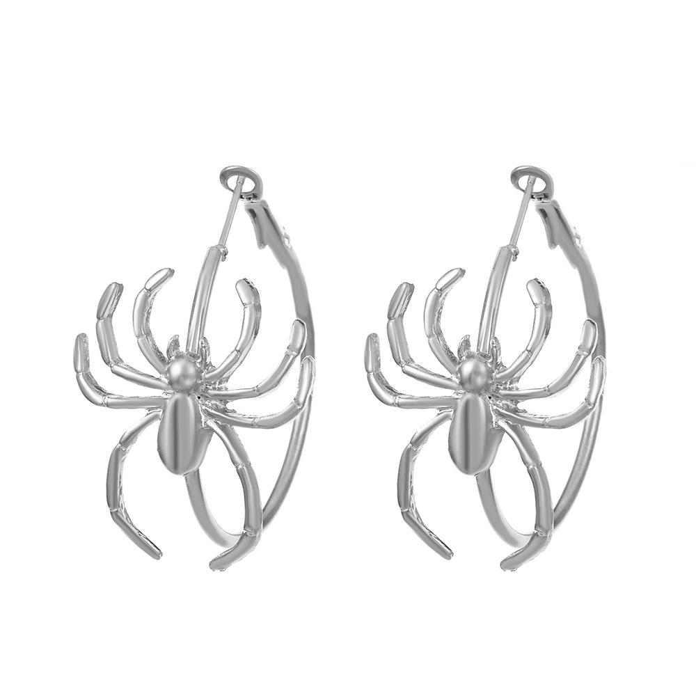 Ins exaggerated big spider earrings retro fashion dark funny metal spider earrings Halloween earrings