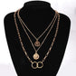 Decorated with multi-layered ring pendant necklace female ins cold beauty head pendant clavicle chain