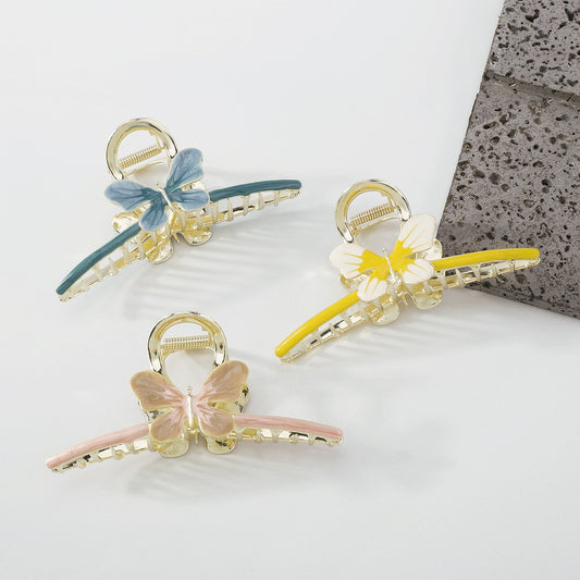 F4139 dripping oil butterfly hair clip metal net red fashion shark clip personality sweet large clip