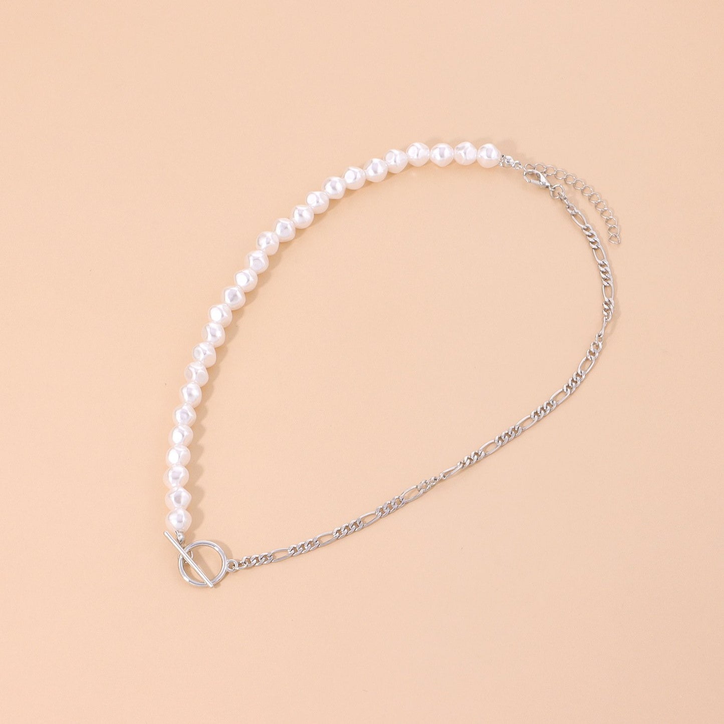 Jewelry fashion OT buckle AB style pearl necklace female hexagonal pearl handmade trend necklace