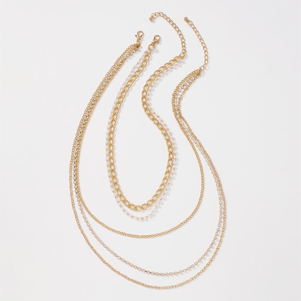 N8852 Jewelry Imitation Pearl Claw Chain Geometric Simple Necklace Retro Stacked Metal Necklace