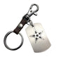 Five-pointed star double-layer titanium steel cowhide key chain stainless steel pendant men's waist hanging ladies bag pendant
