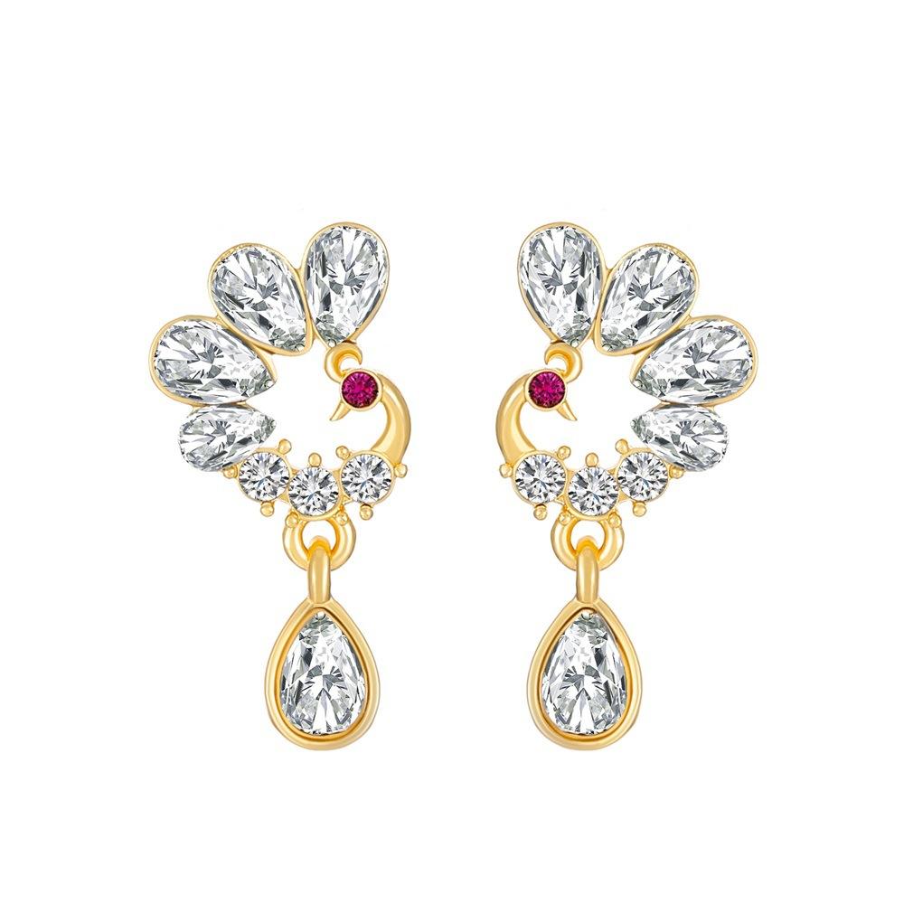 New Chinese style peacock earrings female retro fashion light luxury inlaid zircon phoenix earrings stud earrings national tide earrings