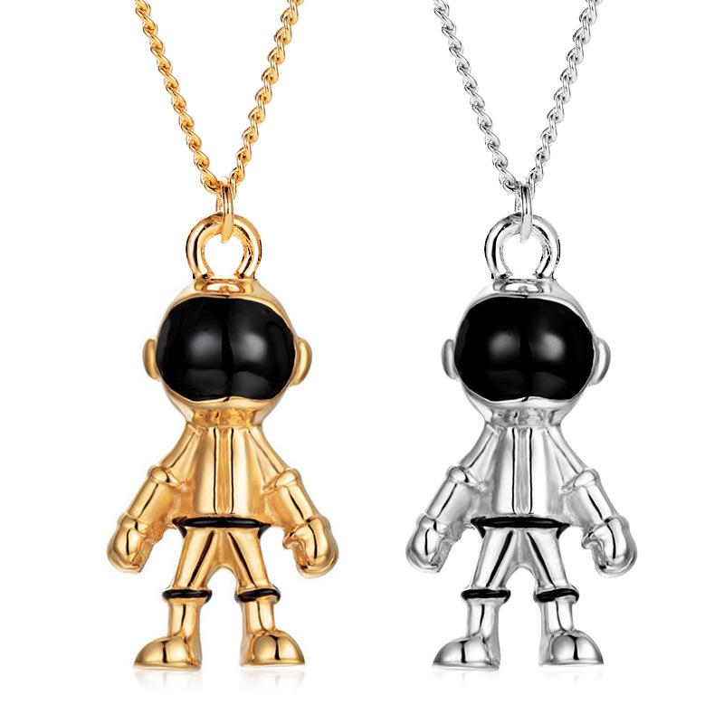 Hip-hop metal astronaut necklace robot astronaut autumn and winter sweater chain personality couple men and women necklace