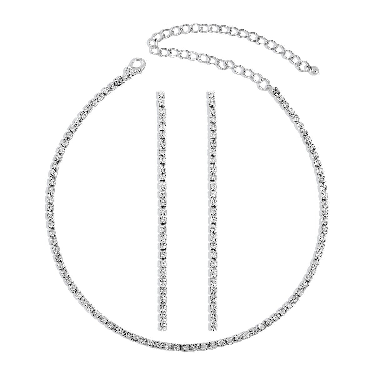 N139 Temperament niche earrings necklace rhinestone claw chain single-layer party dinner shining necklace earrings