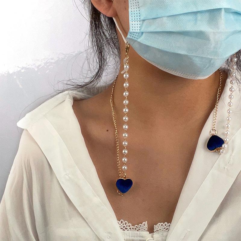 Jewelry glasses chain hanging neck mask anti-lost rope dual-use light skin creative double heart pearl chain