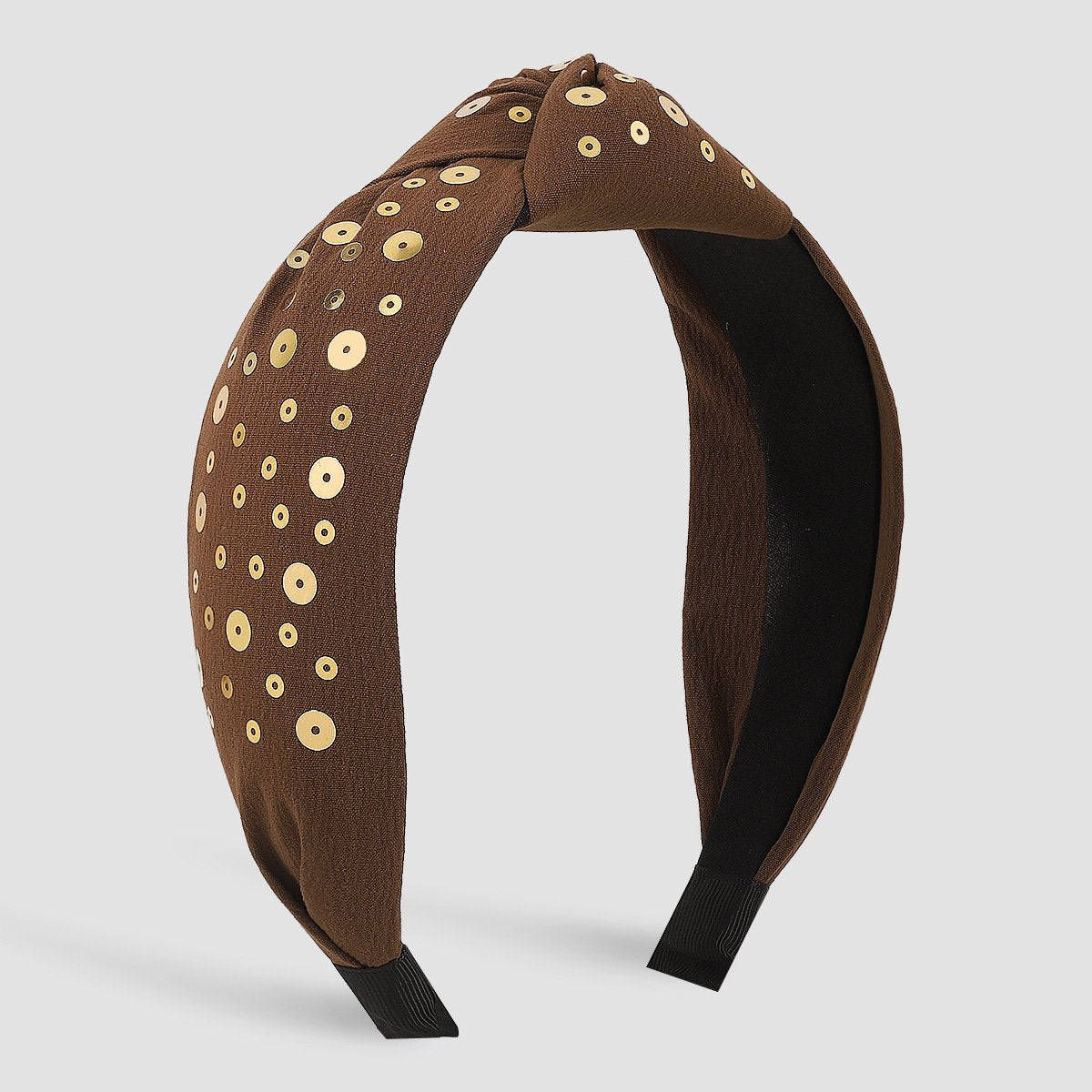F5175 retro solid color knotted geometric headband round sequins personality simple and elegant pressure hair headband