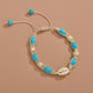 Braided Waxed Cord Turquoise Anklet Bohemian Shell Anklet Bracelet