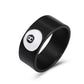 Billiard black 8 ring with the same metal geometric ring ins personality retro couple jewelry