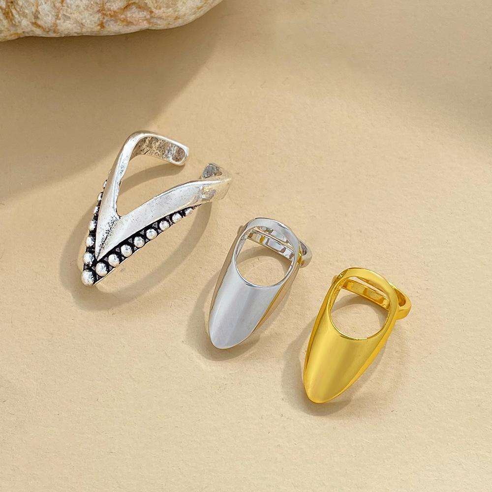 ins metal geometric nail set fashion niche nail ring fingertip decoration simple armor jewelry tide