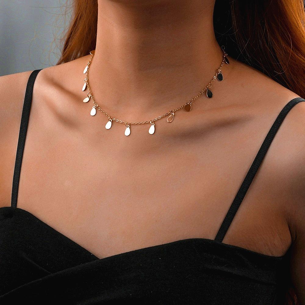 Fashion Drop Shape Pendant Clavicle Chain Necklace Choker Jewelry