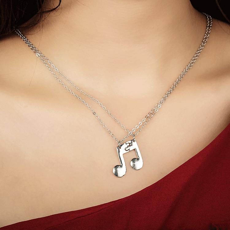 Clavicle Chain Music Note Logo Pendant Short Couple Music Necklace Two