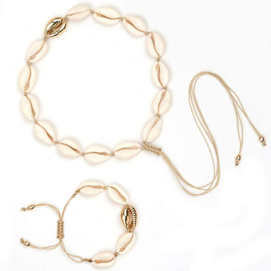 Fashion Jewelry Personality Popularity Rose Gold Silver Shell Wax Rope Wear Necklace Clavicle